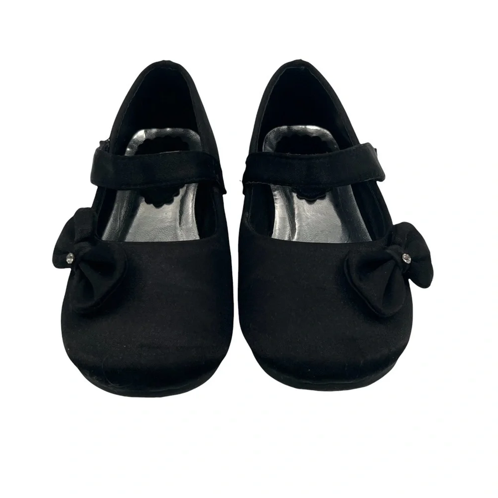 Dream Pairs Black Satin Angel Bow Mary Jane Shoes Size 7 Toddler Girl’s